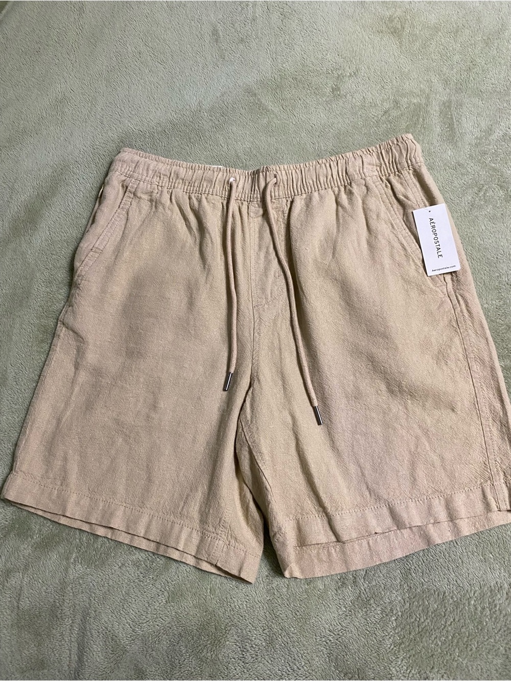 NWT Aeropostale Men's Khaki Drawstring Athletic Shorts, Size S